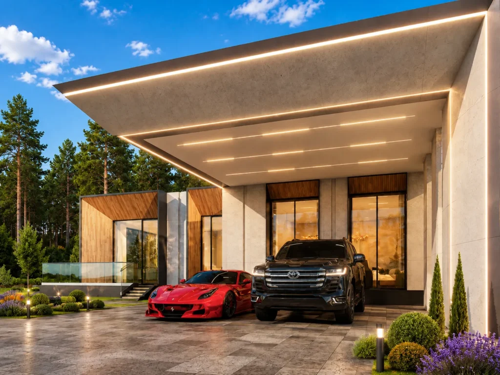 Business+ class villa, type T, single storey — geometric architecture, PrivateHouse