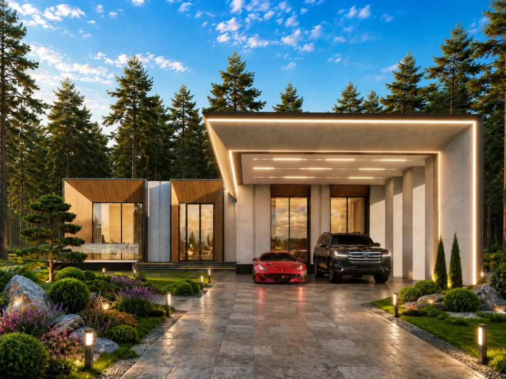 Business+ class villa, type T, single storey — geometric architecture, PrivateHouse